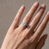 White Gold Oval Cut Wedding Ring Set Worn on Hand
