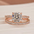Moissanite 2.5Ct Cushion Cut White Gold Bridal Wedding Ring Set - louilyjewelry