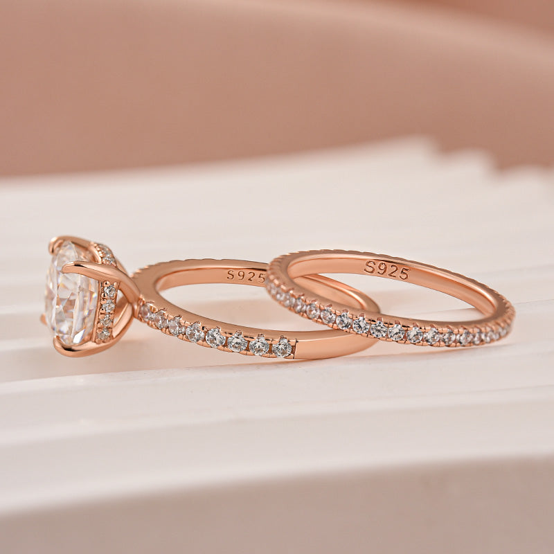 Moissanite 2.5Ct Cushion Cut White Gold Bridal Wedding Ring Set