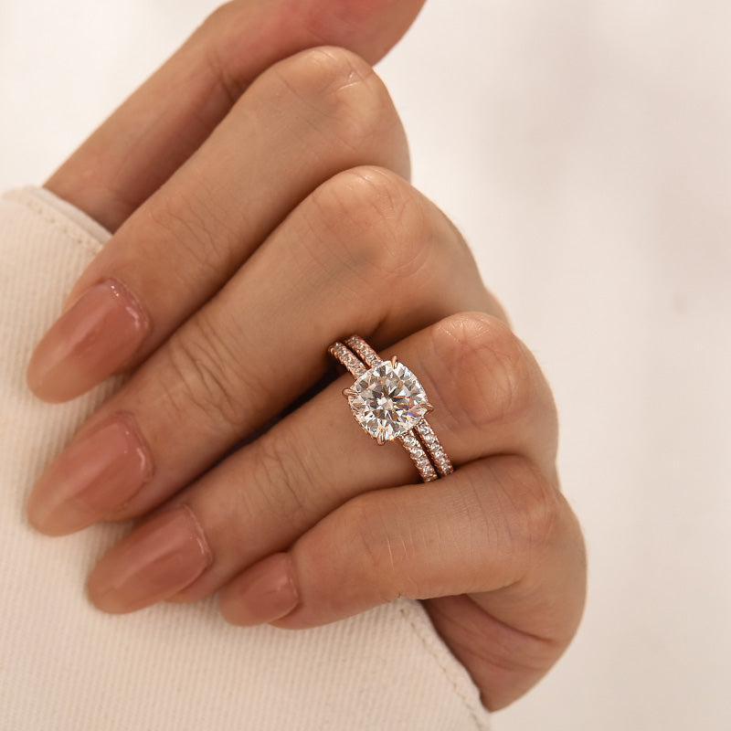 Moissanite 2.5Ct Cushion Cut White Gold Bridal Wedding Ring Set