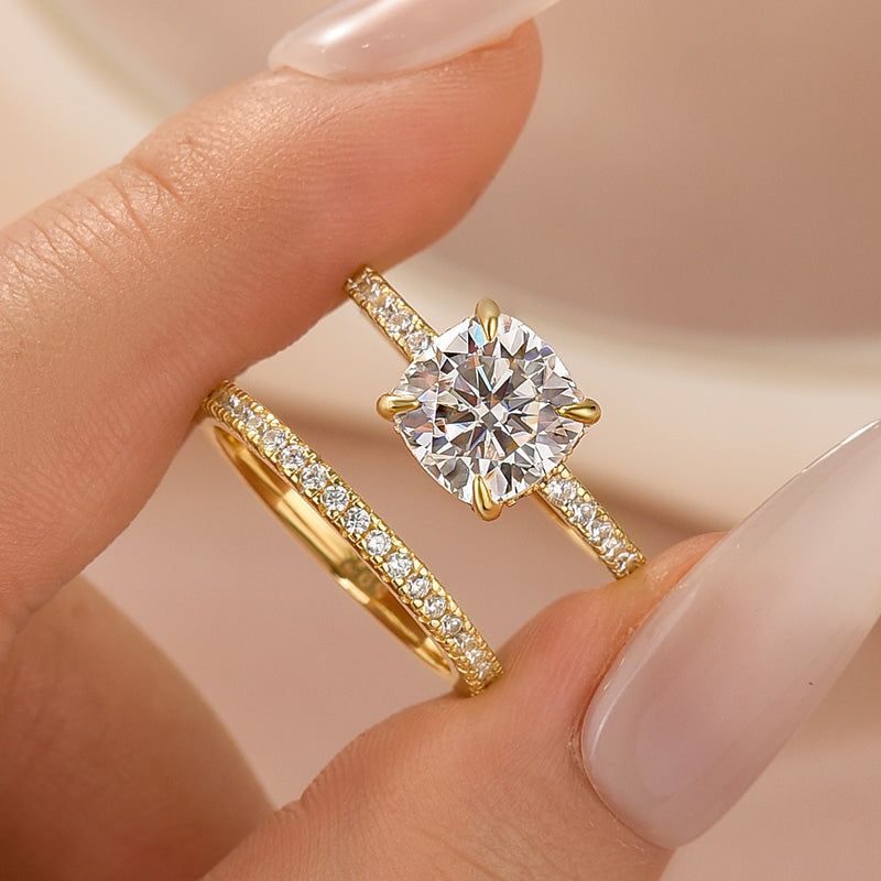 Moissanite 2.5Ct Cushion Cut White Gold Bridal Wedding Ring Set