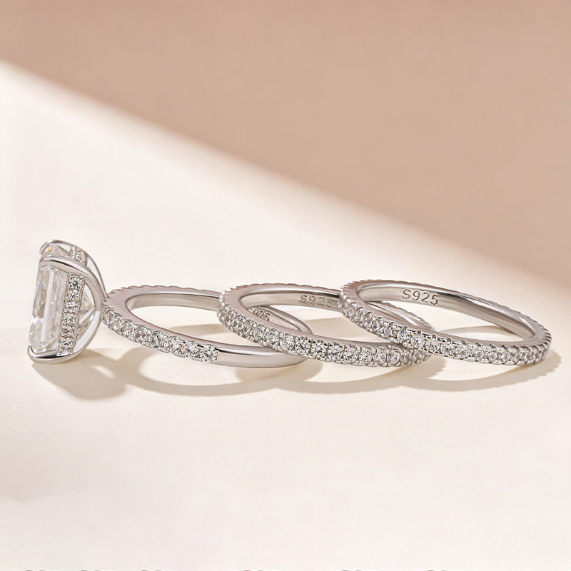 3.5Ct Radiant Cut 3PC White Gold Moissanite Diamond Wedding Ring - louilyjewelry