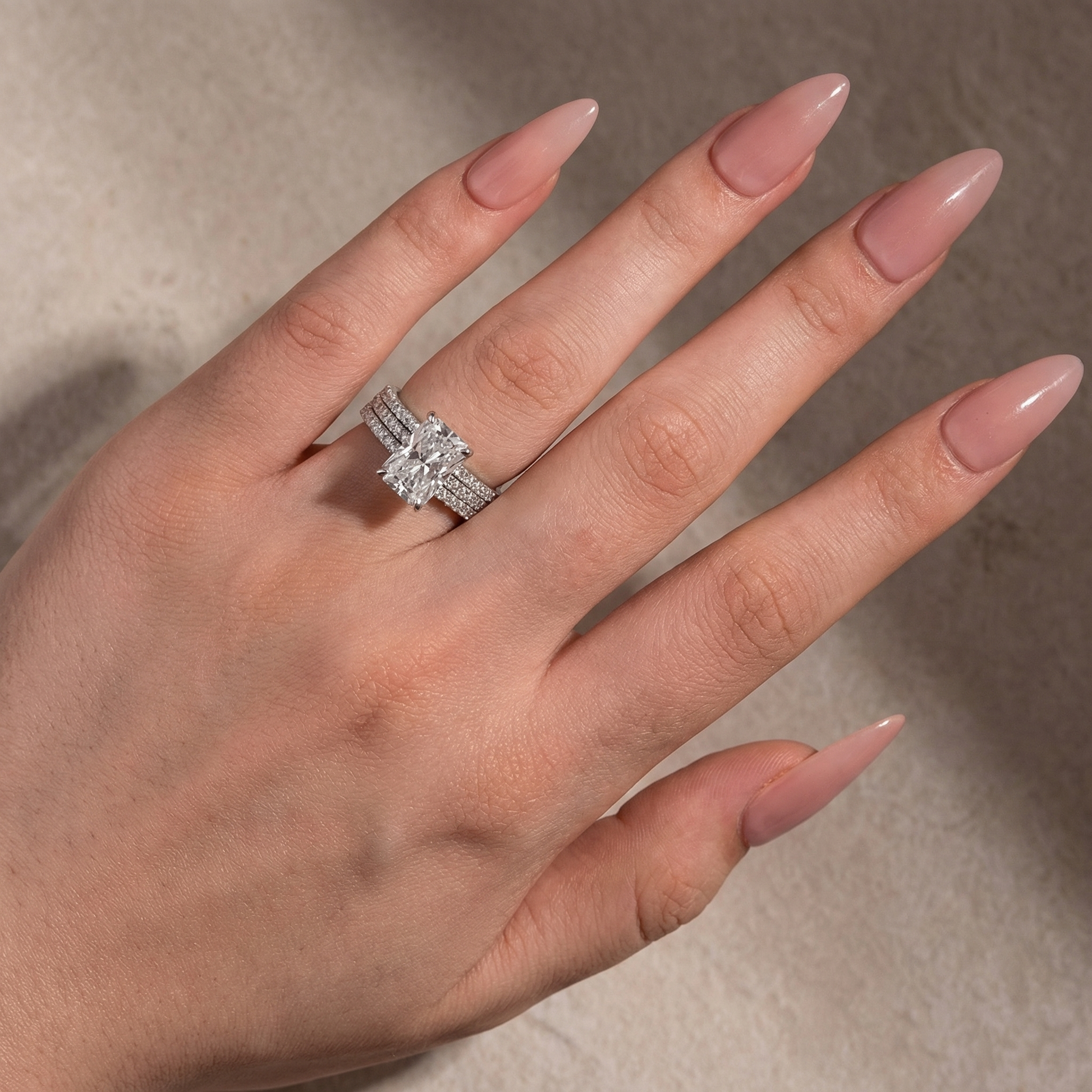 3.5Ct Radiant Cut 3PC White Gold Moissanite Diamond Wedding Ring - louilyjewelry