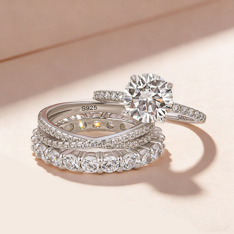 2.0Ct Round Cut Moissanite Diamond Wedding Ring with Twist Bands - louilyjewelry