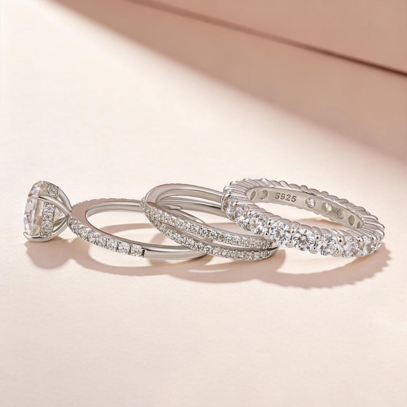 2.0Ct Round Cut Moissanite Diamond Wedding Ring with Twist Bands - louilyjewelry