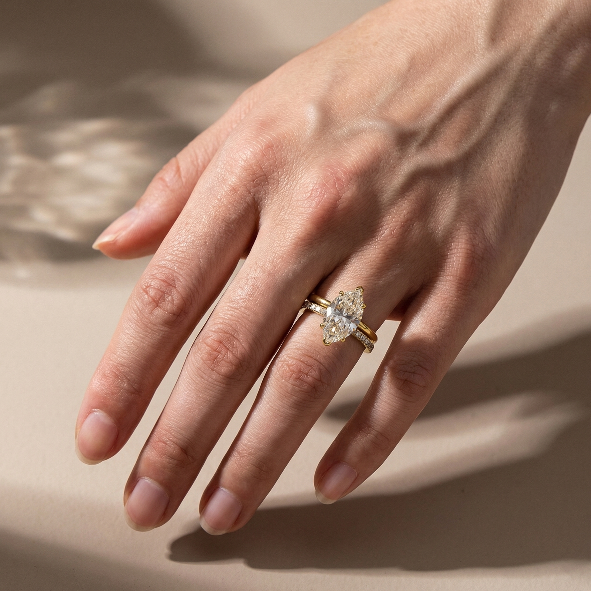 4.0Ct Marquise Cut Yellow Gold Moissanite Diamond Wedding Ring Set - louilyjewelry