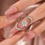 S925 Moissanite 2.0Ct Solitaire Round Cut White Gold Wedding Ring Set