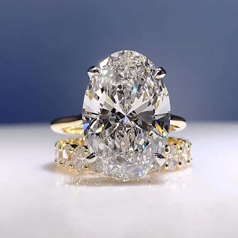 Louily Luxury Oval Cut 2PC Wedding Ring Set In Sterling Silver - louilyjewelry