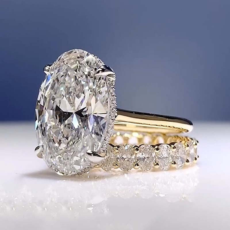 Louily Luxury Oval Cut 2PC Wedding Ring Set In Sterling Silver - louilyjewelry