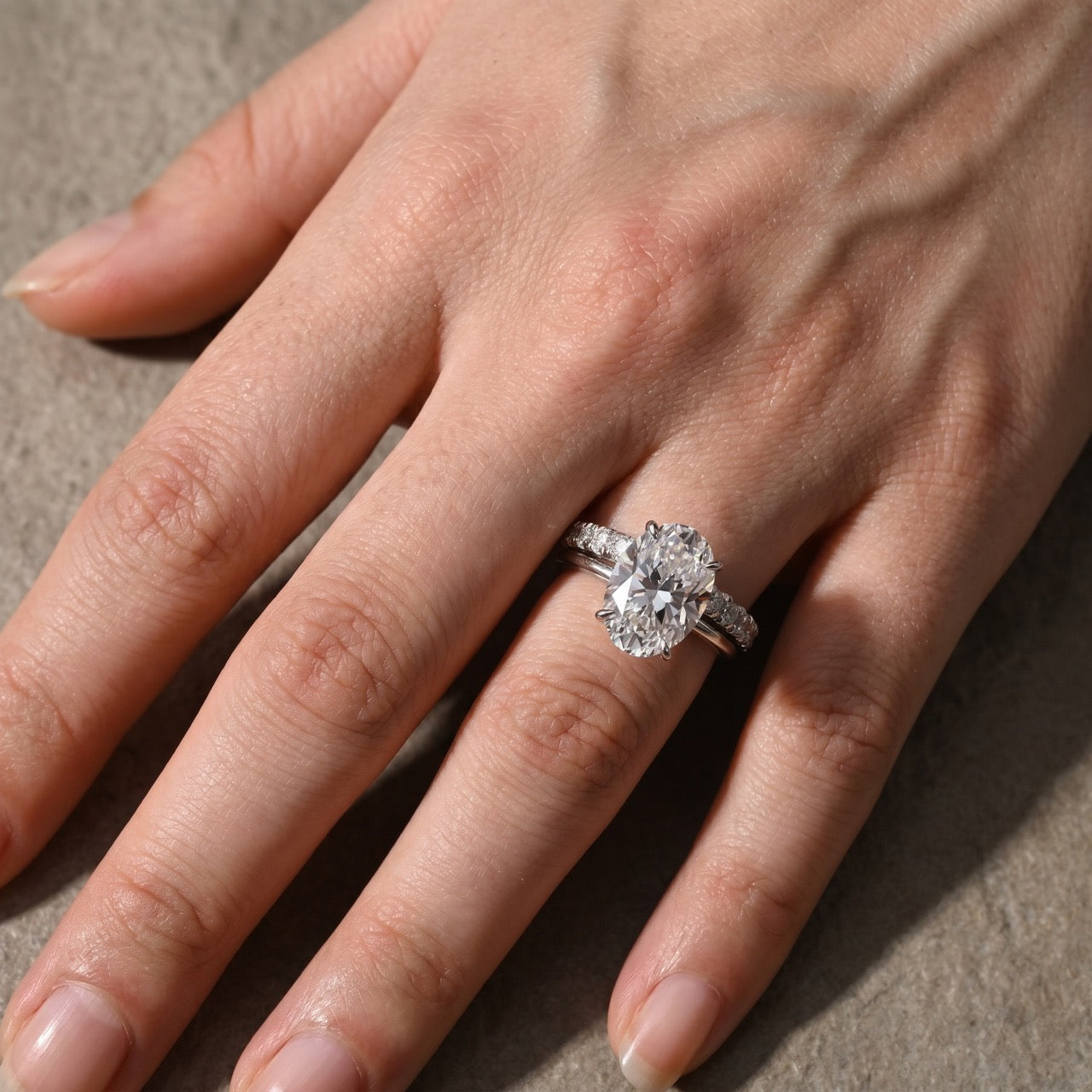 S925 4.5Ct Luxury Oval Cut 2PC Wedding Ring Set In Sterling Silver Stackable Rings For Everyday Wear
