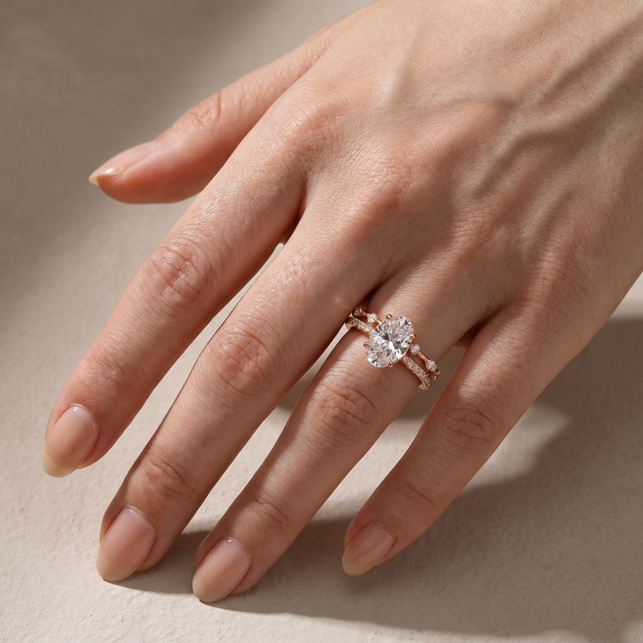 S925 Attractive 2PC 2.5Ct Oval Cut Bridal Wedding Ring Set Stackable Ring Set For Daily Wear