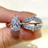 3.5Ct pear cut insert wedding ring set close-up