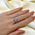 Vintage pear cut wedding ring set worn on hand