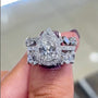 2.2 Carat Halo Pear Cut Wedding Ring Set With Two Luxurious Wedding Bands - louilyjewelry