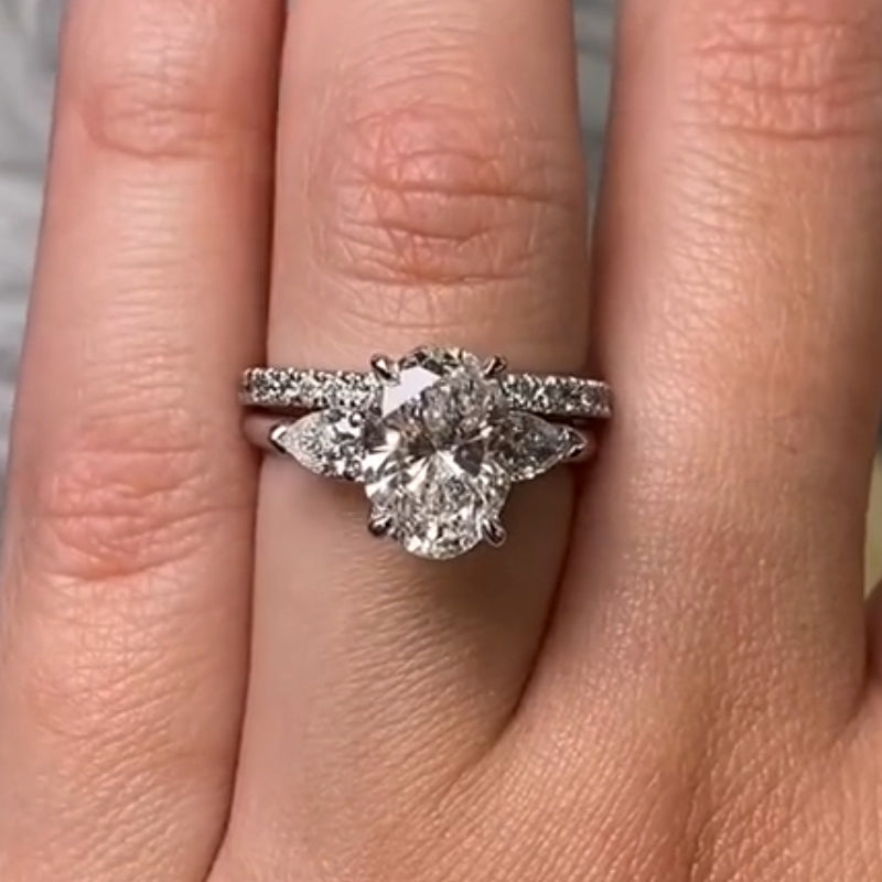 Louily Unique Oval Cut Insert Wedding Ring Set For Women In Sterling Silver