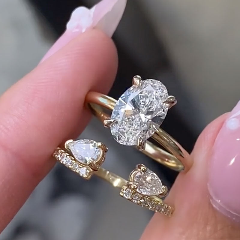 Louily Unique Oval Cut Insert Wedding Ring Set For Women In Sterling Silver - louilyjewelry