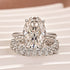 Moissanite 5.5Ct Hidden Halo Oval Cut Engagement Ring with 1.5 Ct Round Cut White Gold Anniversary Ring - louilyjewelry