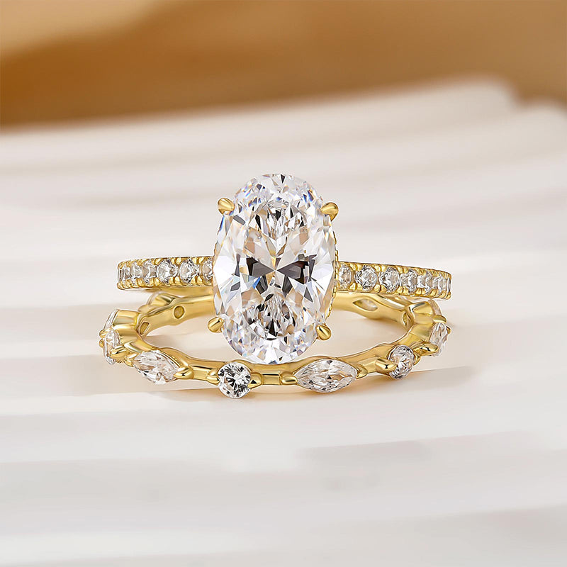 Louily Attractive 2PC 2.5Ct Oval Cut Bridal Wedding Ring Set
