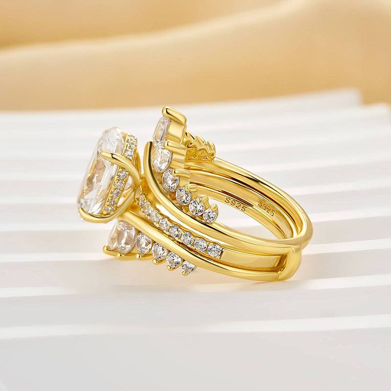 Louily Exclusive Oval Cut Wedding Ring Set With Jacket Wedding Band