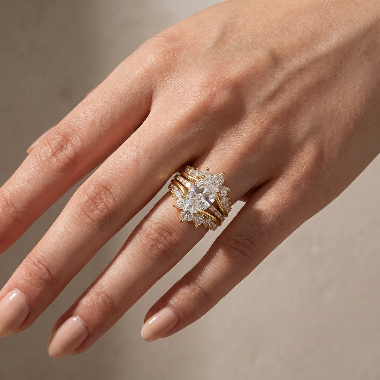 Louily Exclusive 4.0Ct/5.0Ct Oval Cut Wedding Ring Set With Jacket Wedding Band