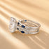 Side view of sterling silver cushion cut ring enhancer set
