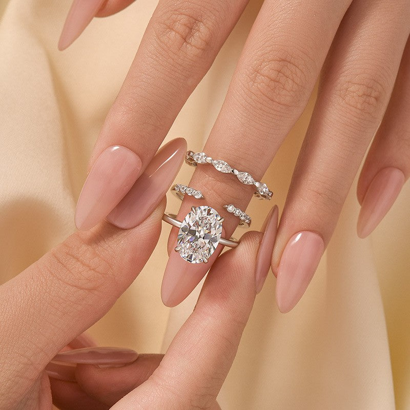 3PC 4.5Ct Oval Cut Classic Wedding Ring Set Promise Ring For Her - louilyjewelry