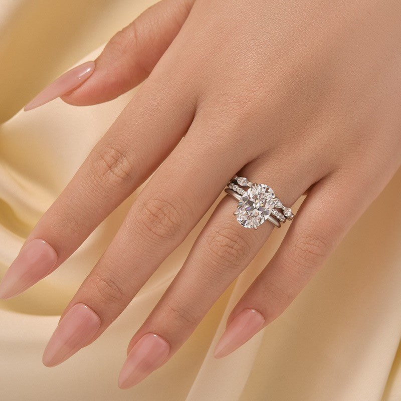 3PC 4.5Ct Oval Cut Classic Wedding Ring Set Promise Ring For Her - louilyjewelry