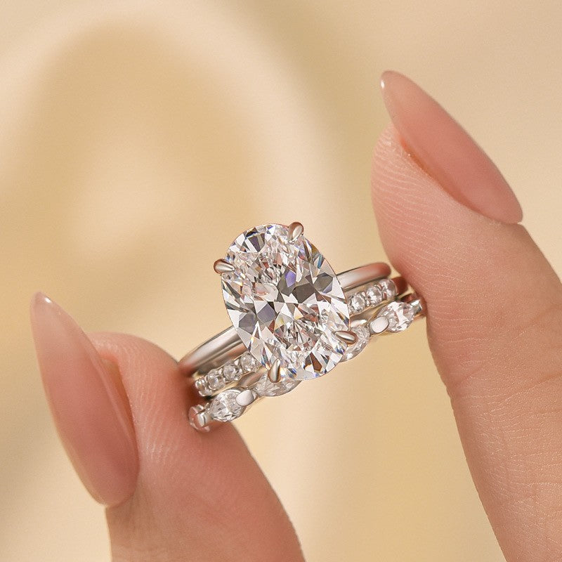 3PC 4.5Ct Oval Cut Classic Wedding Ring Set Promise Ring For Her - louilyjewelry