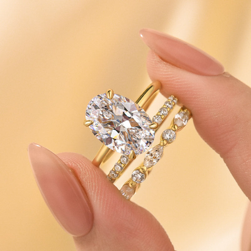 3PC 4.5Ct Oval Cut Classic Wedding Ring Set Promise Ring For Her - louilyjewelry