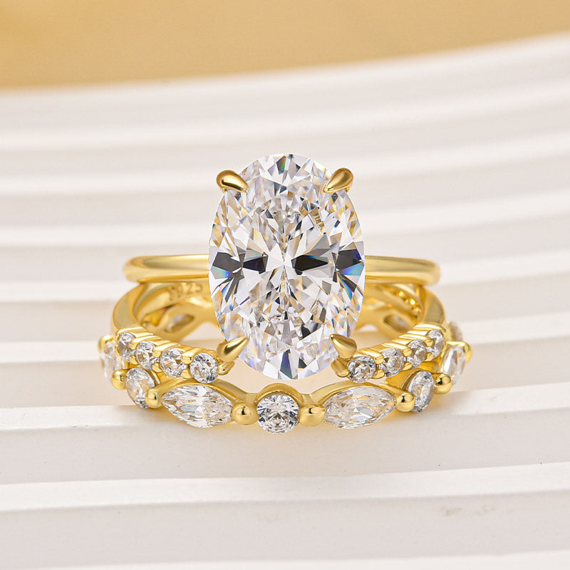 3PC 4.5Ct Oval Cut Classic Wedding Ring Set Promise Ring For Her - louilyjewelry