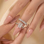 3.5Ct Emerald Cut Wedding Ring Set With Unique Wedding Band - louilyjewelry
