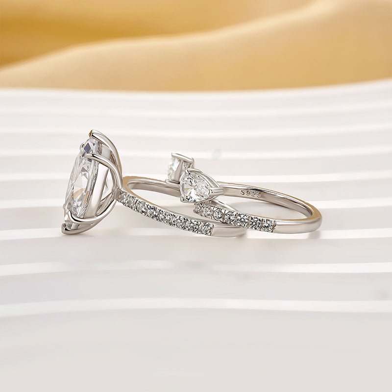 Unique 4.0Ct Marquise Cut Insert Wedding Ring Set For Women In Sterling Silver