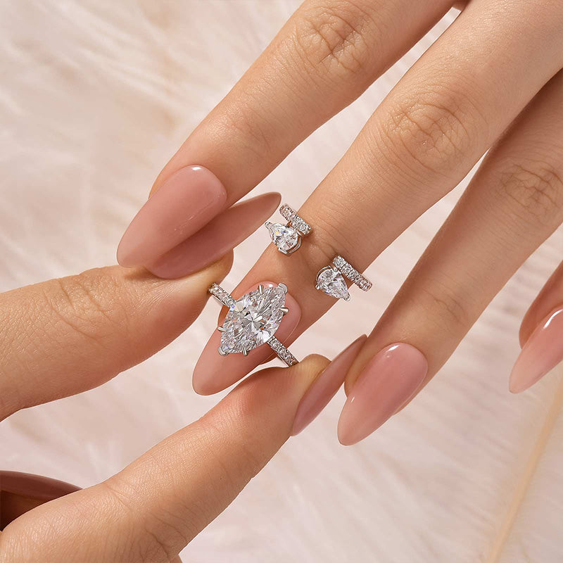 Unique 4.0Ct Marquise Cut Insert Wedding Ring Set For Women In Sterling Silver - louilyjewelry