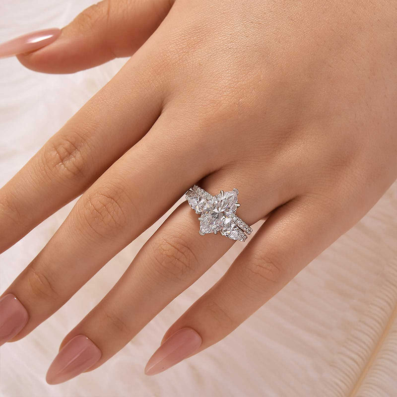 Unique 4.0Ct Marquise Cut Insert Wedding Ring Set For Women In Sterling Silver