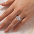Marquise engagement ring with insert band on hand