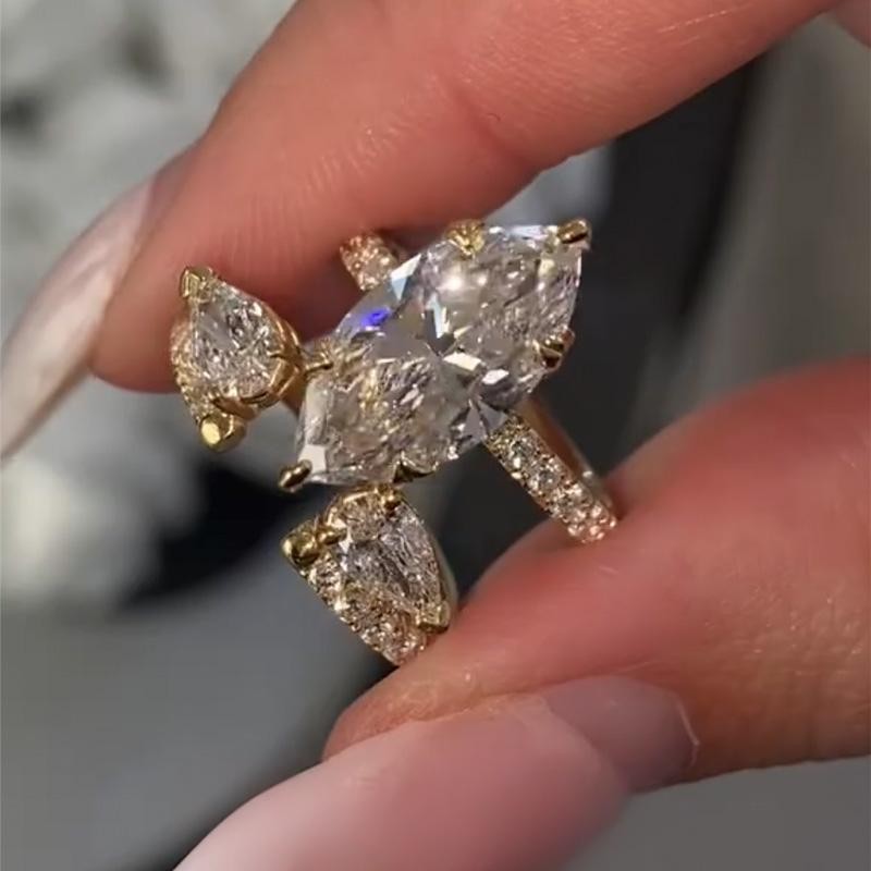 Unique 4.0Ct Marquise Cut Insert Wedding Ring Set For Women In Sterling Silver - louilyjewelry