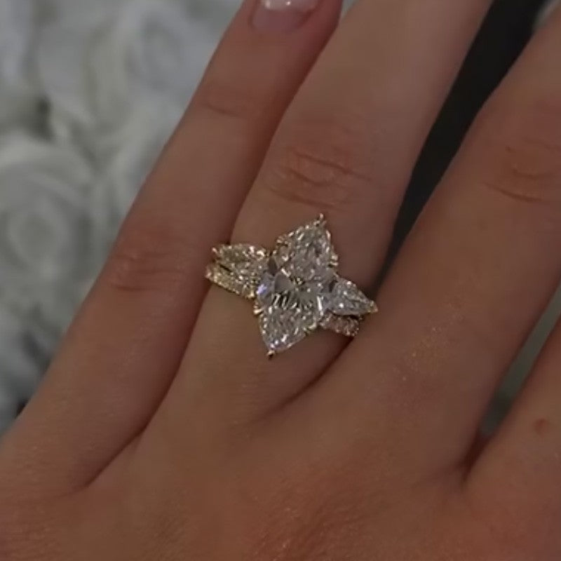 Unique 4.0Ct Marquise Cut Insert Wedding Ring Set For Women In Sterling Silver - louilyjewelry