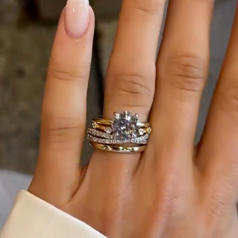 4PC 2.0Ct Round Cut Classic Wedding Ring Travel Ring In Sterling Silver - louilyjewelry