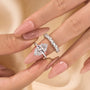 4.0Ct Marquise Cut Wedding Ring Set With Marquise Cut & Round Cut Wedding Band - louilyjewelry