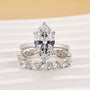 4.0Ct Marquise Cut Wedding Ring Set With Marquise Cut & Round Cut Wedding Band - louilyjewelry
