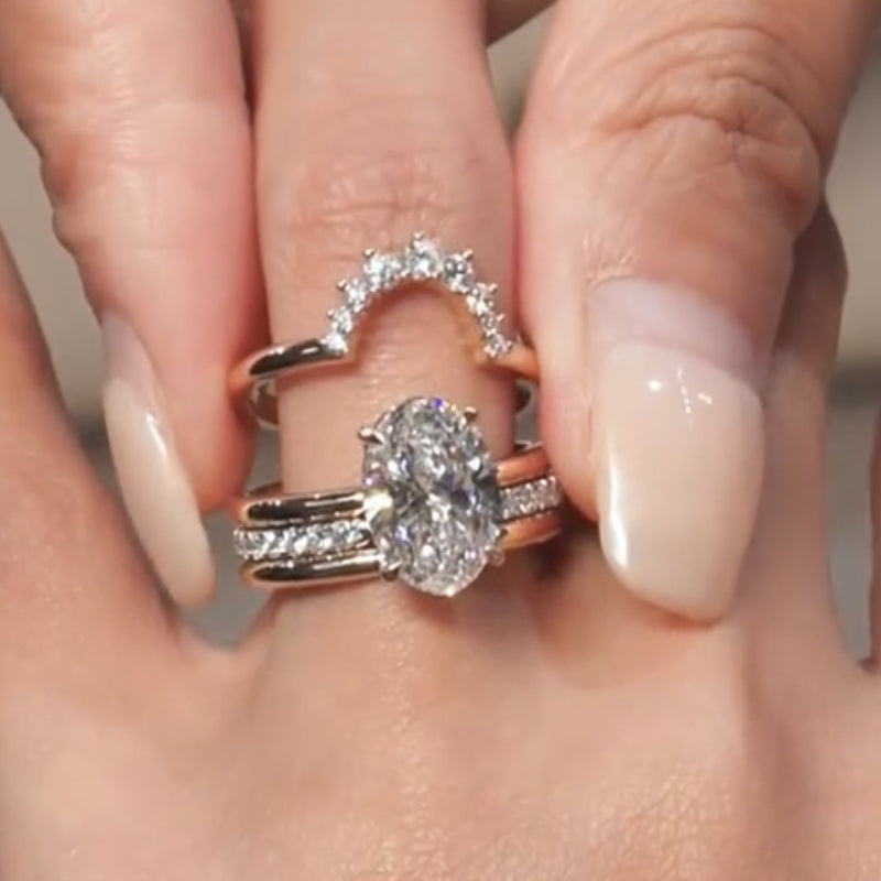 4PC 4.0Ct Oval Cut Classic Wedding Rings Engagement Rings For Her