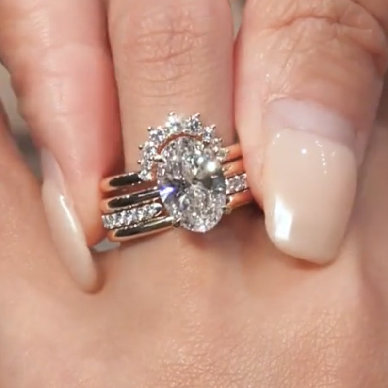 4PC 4.0Ct Oval Cut Classic Wedding Rings Engagement Rings For Her