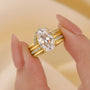 4PC 4.0Ct Oval Cut Classic Wedding Rings Engagement Rings For Her - louilyjewelry