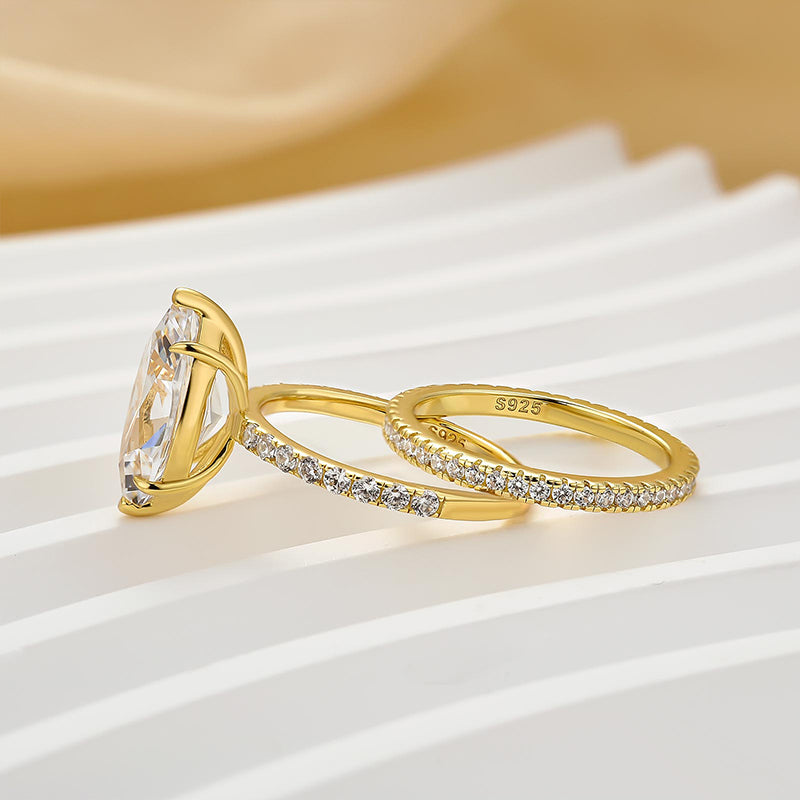 4.0Ct Marquise Cut Wedding Ring Set Travel Ring With Classic Wedding Band - louilyjewelry