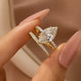 S925 4.0Ct Marquise Cut Wedding Ring Set Travel Ring With Classic Wedding Band For Women