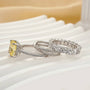 4.5Ct Yellow Stone Cushion Cut 3PC Wedding Ring Set In Sterling Silver - louilyjewelry