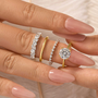 4PC 2.0Ct Round Cut Wedding Ring Set With Classic Wedding Bands