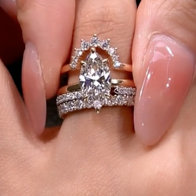 4PC 4.0 Carat Marquise Cut Wedding Ring Set In Sterling Silver - louilyjewelry