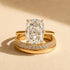 Yellow gold elongated cushion wedding ring set