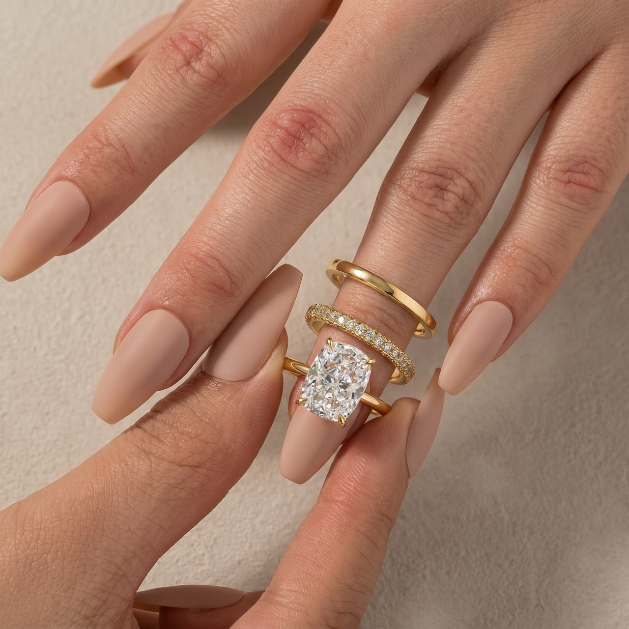 S925 3PC Wedding Sets 6.5Ct Elongated Cushion Cut Wedding Ring Set With Classic Wedding Bands